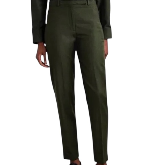 THEORY WOOL-FLANNEL TAPERED PANTS IN FORREST GREEN - Picture 1 of 11